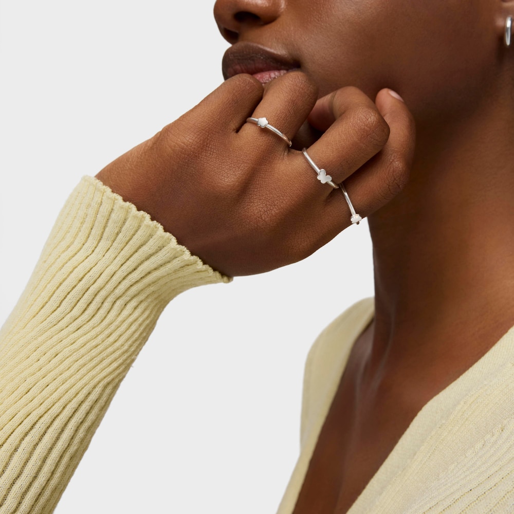 Zestaw trzech pierścionk&oacute;w ze srebra, Bold Motif, z motywem