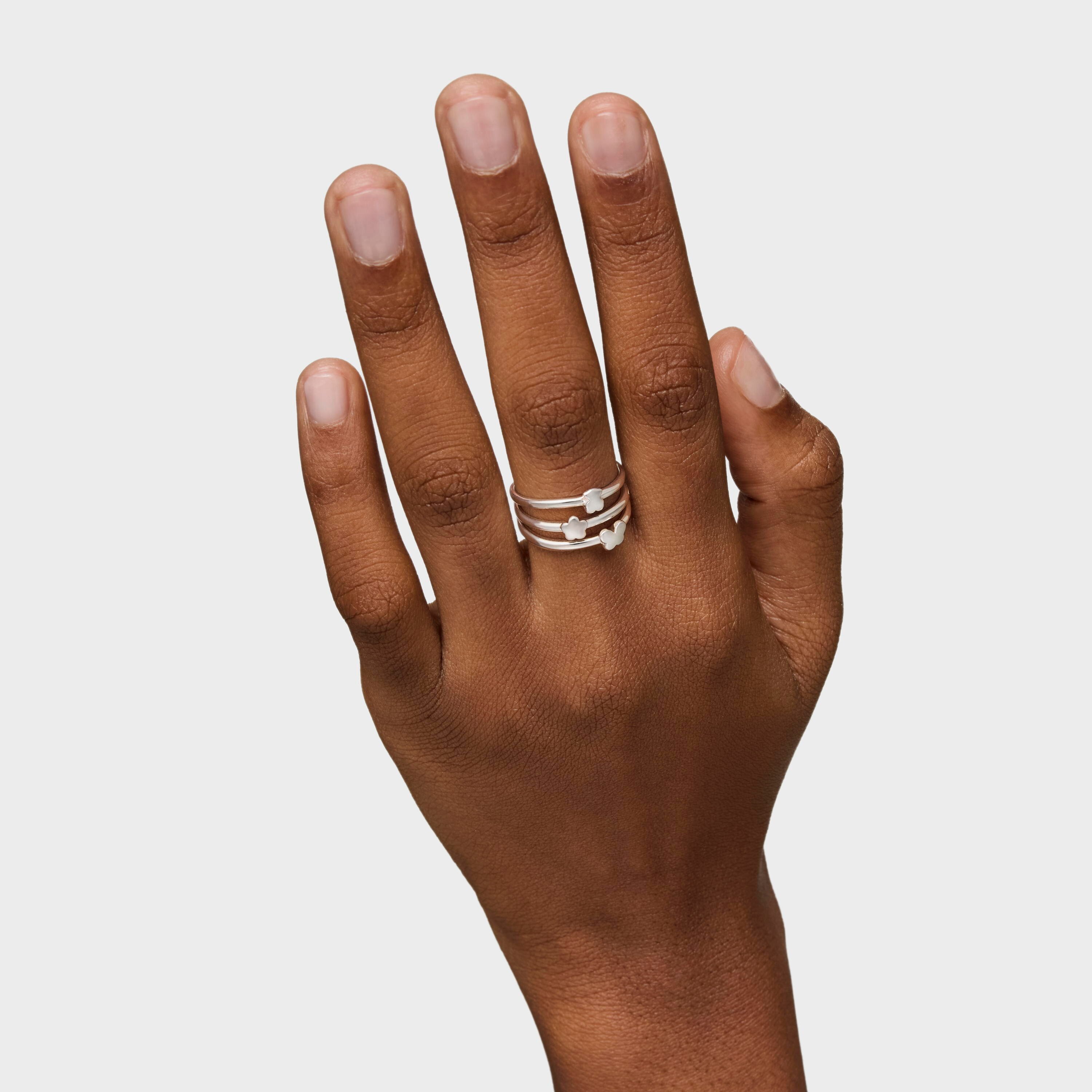 Set of three silver Bold motif Rings