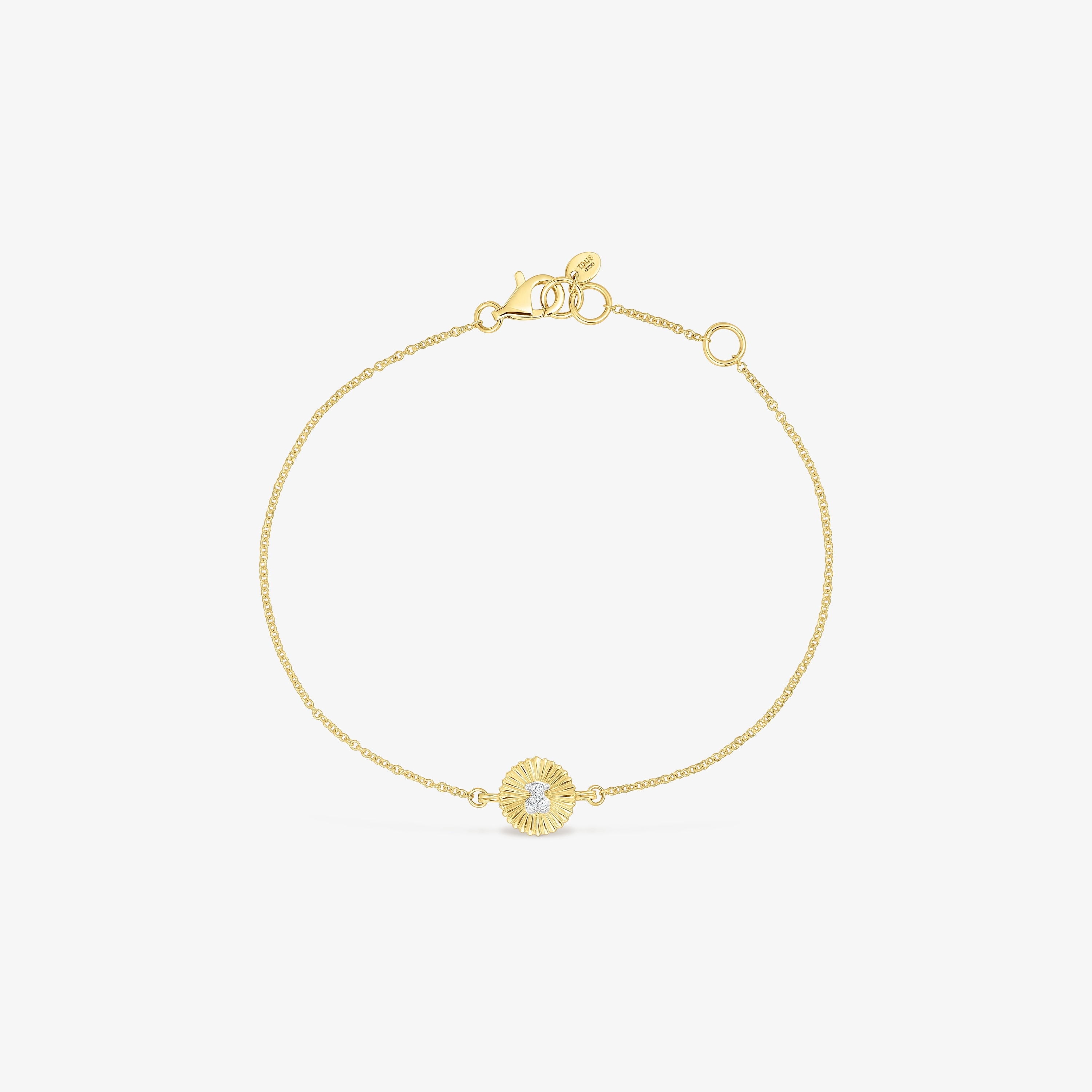 18K Solid Gold Iris Motif Bracelet with diamonds