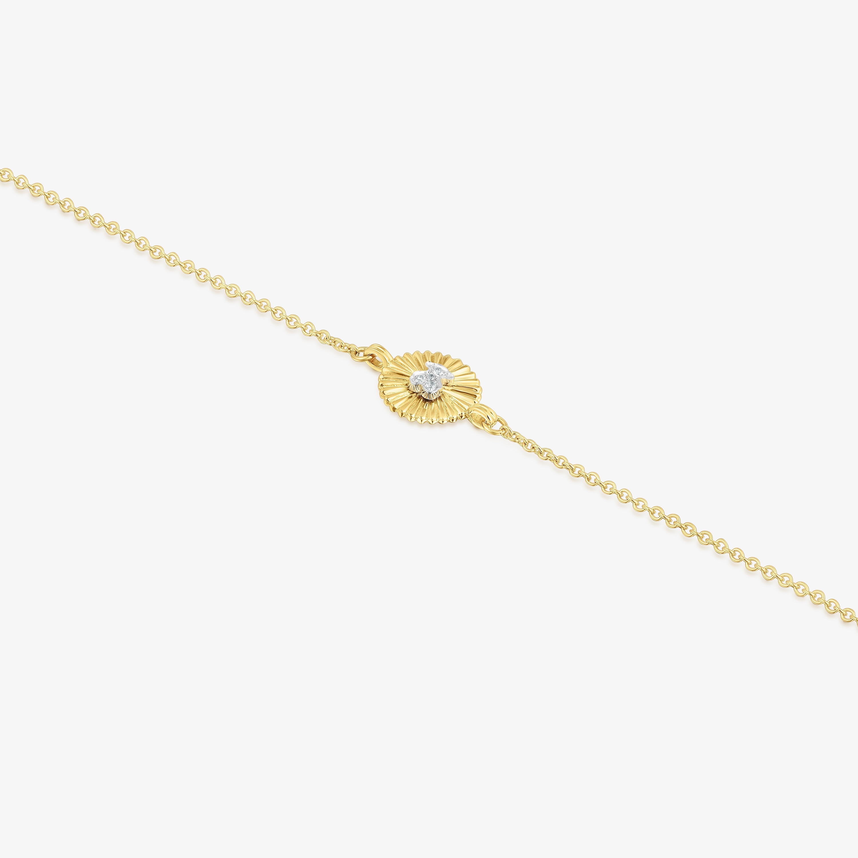 18K Solid Gold Iris Motif Bracelet with diamonds