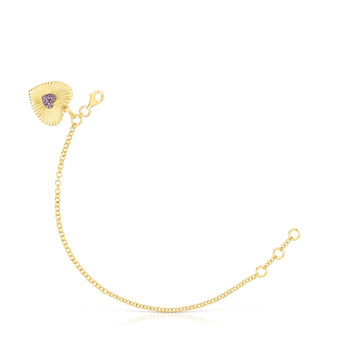 Tous - Pulsera Con Baño De Oro 18 Kt Sobre Plata Y Corazón Con Rodolitas Iris Motif - Dorado