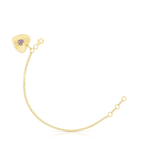 Silver vermeil heart Bracelet with rhodolite Iris Motif
