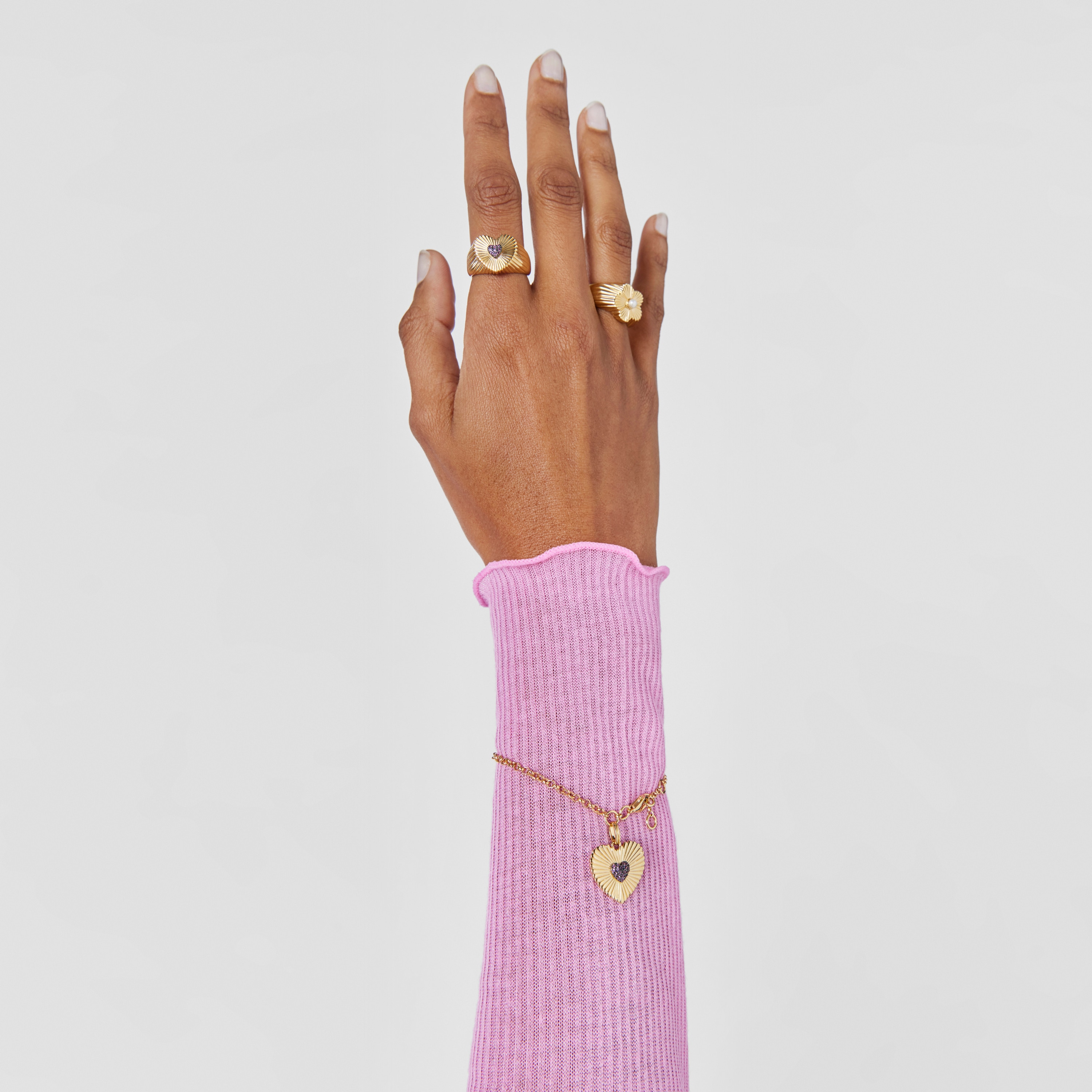 Silver vermeil heart Bracelet with rhodolite Iris Motif