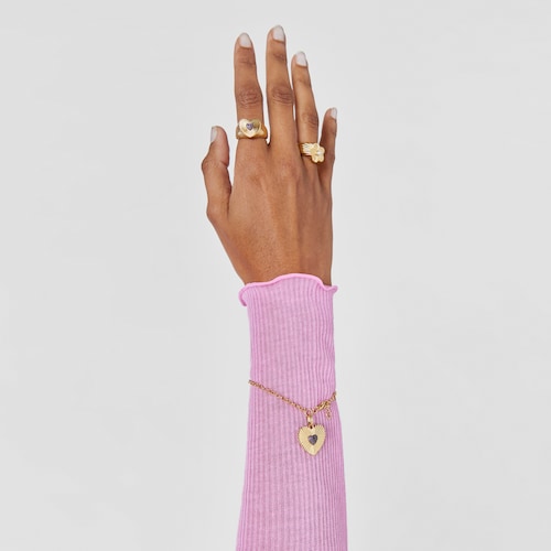 Silver vermeil heart Bracelet with rhodolite Iris Motif