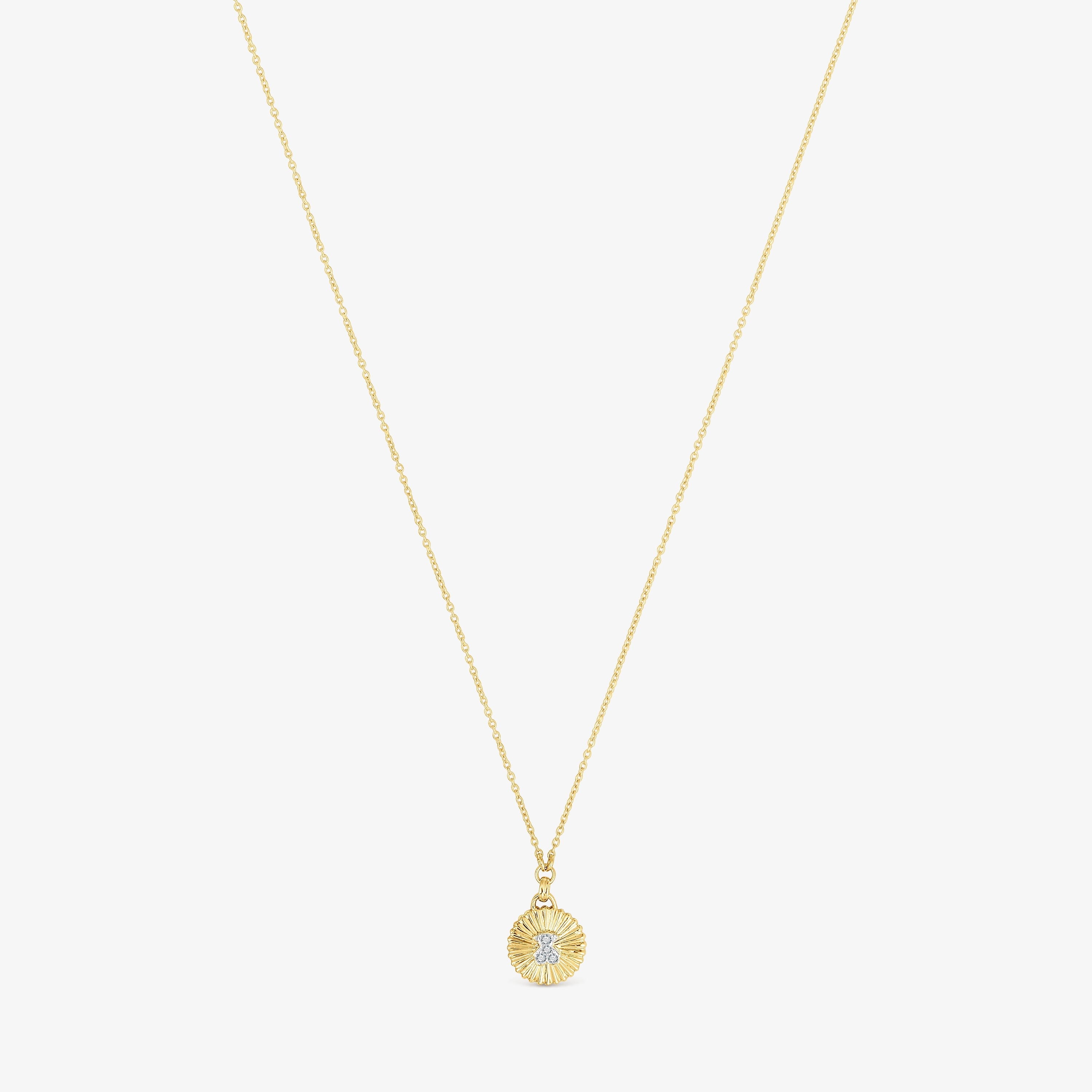 Iris Motif 18K solid gold Necklace with diamonds