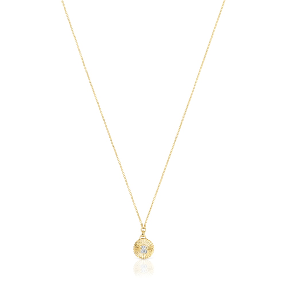 Iris Motif gold Necklace with diamonds image number 0