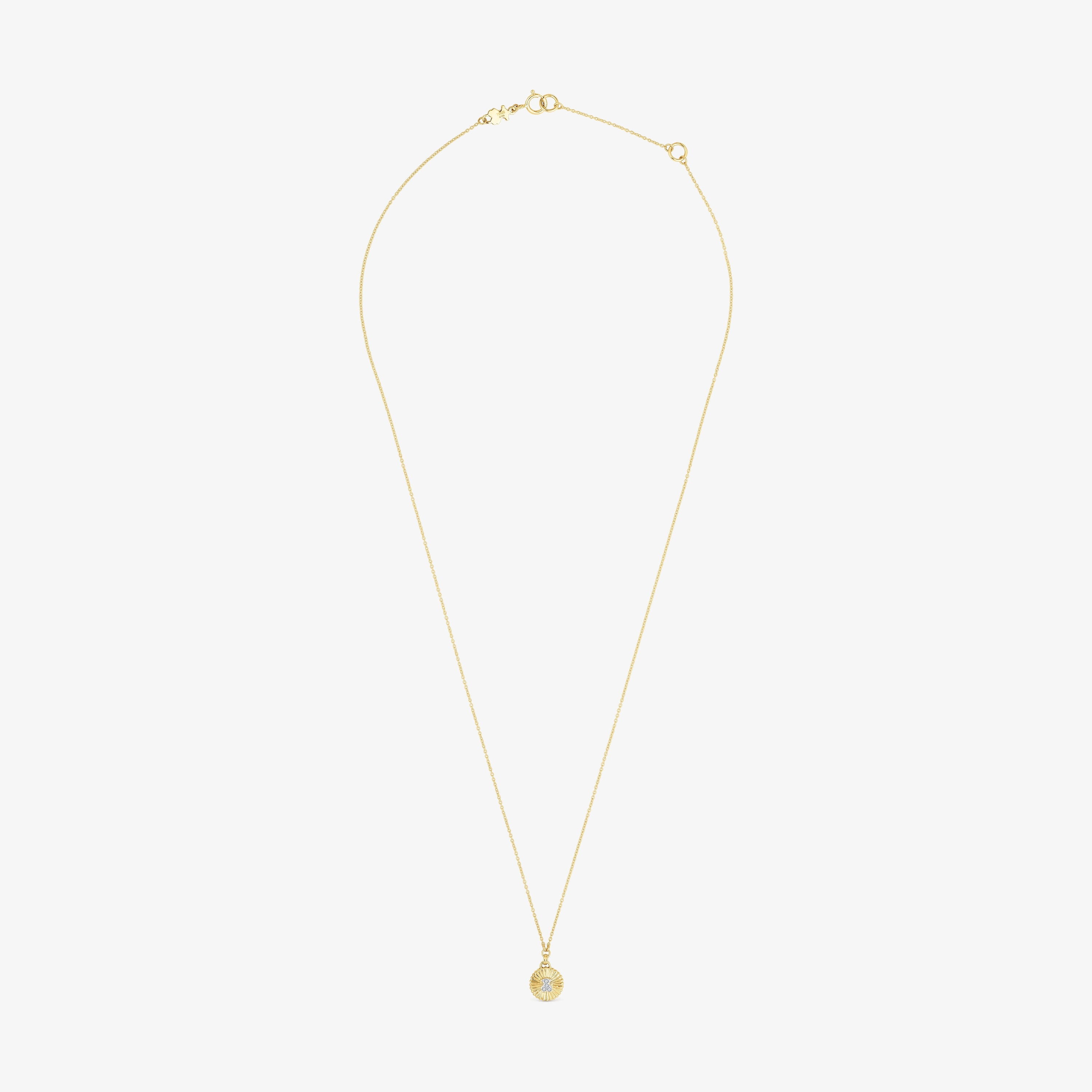 Iris Motif 18K solid gold Necklace with diamonds