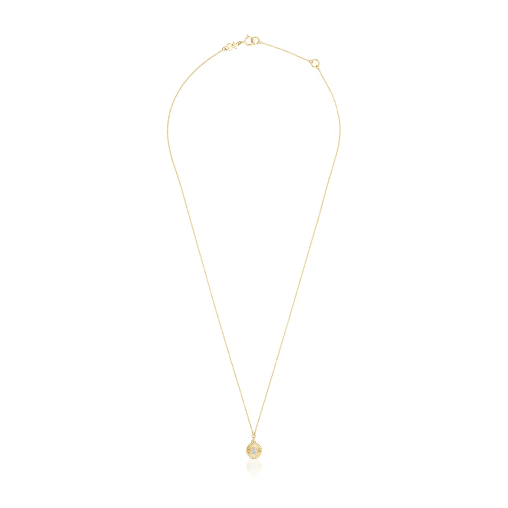 Iris Motif gold Necklace with diamonds image number 1