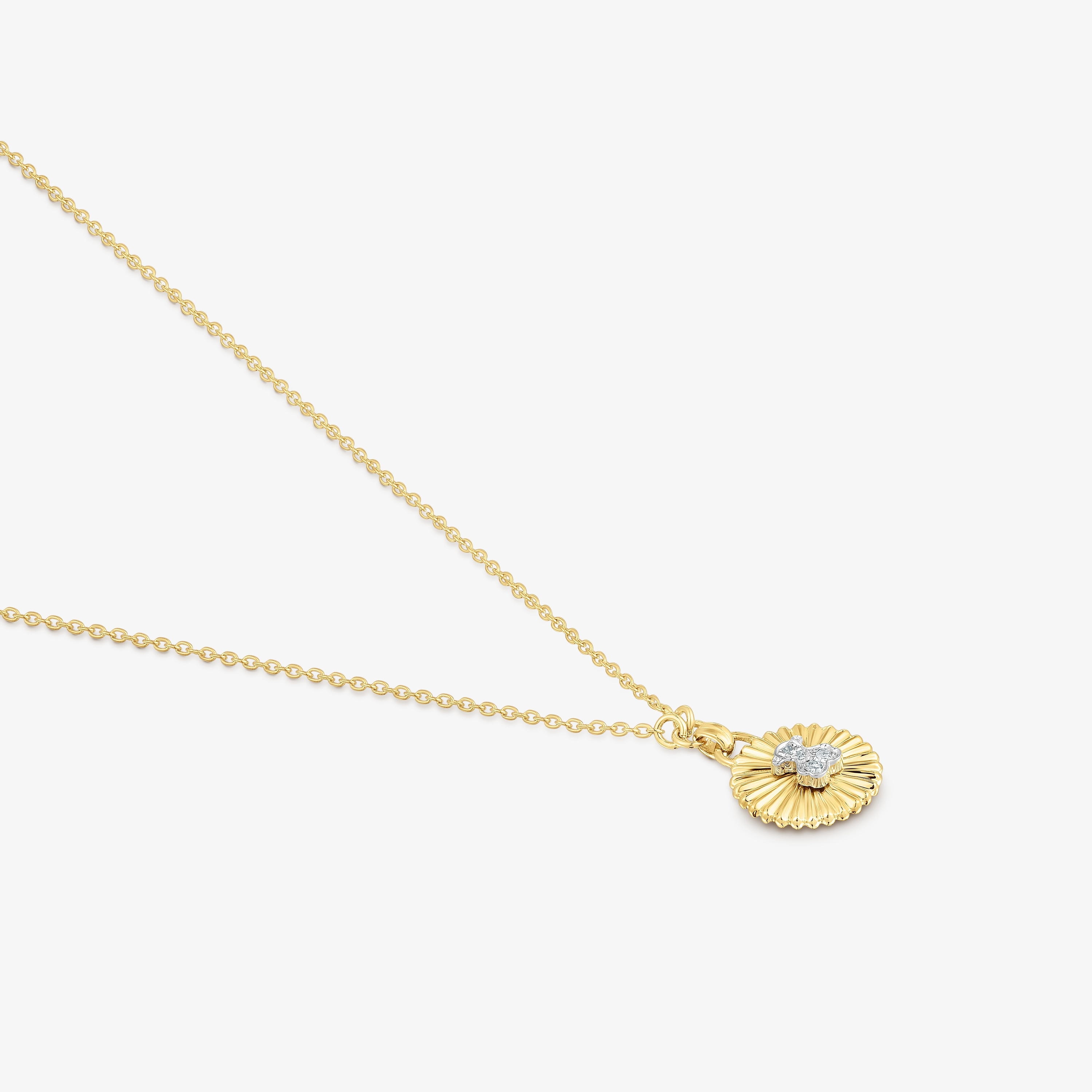 Iris Motif 18K solid gold Necklace with diamonds