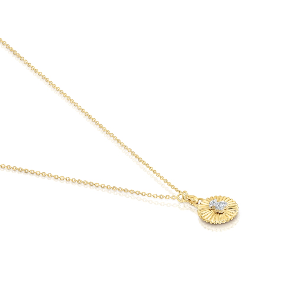 Iris Motif gold Necklace with diamonds image number 2
