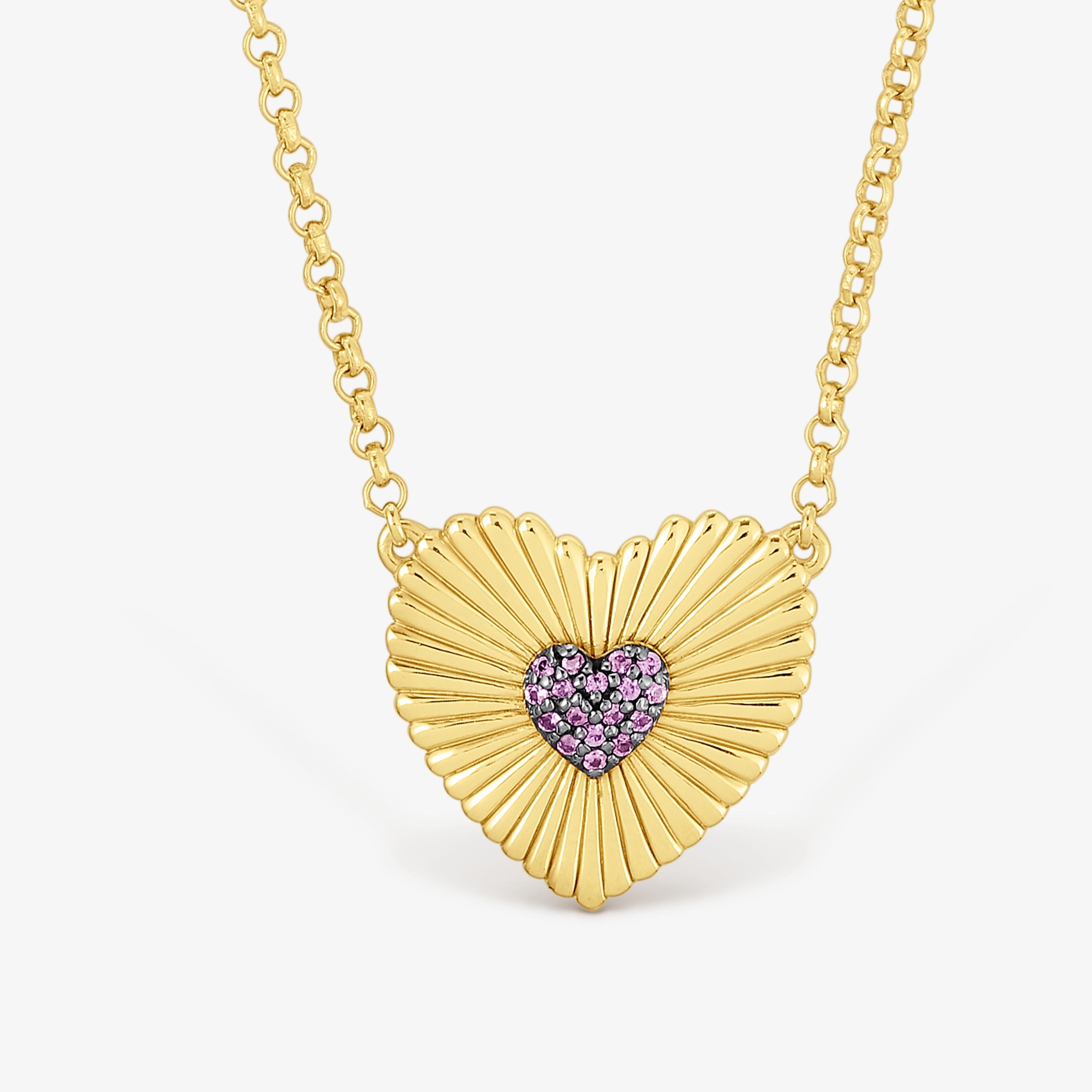 Silver vermeil Necklace with rhodolite heart Iris Motif