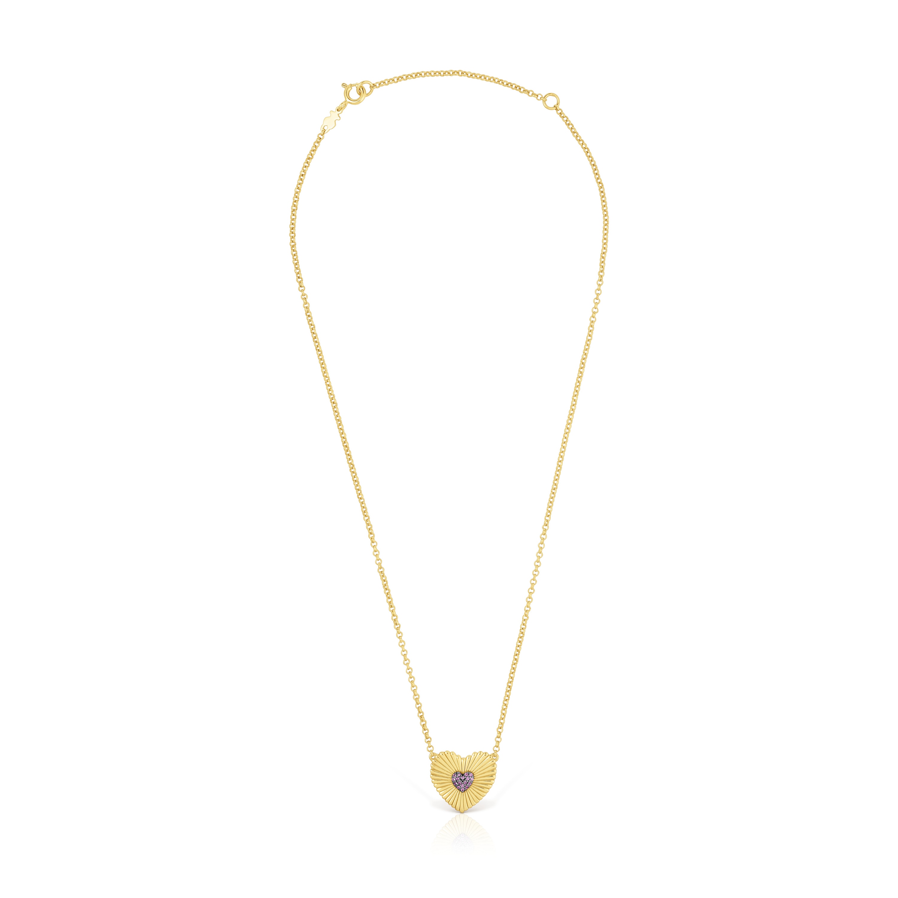 Silver vermeil Necklace with rhodolite heart Iris Motif