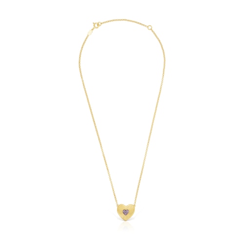 Silver vermeil Necklace with rhodolite heart Iris Motif