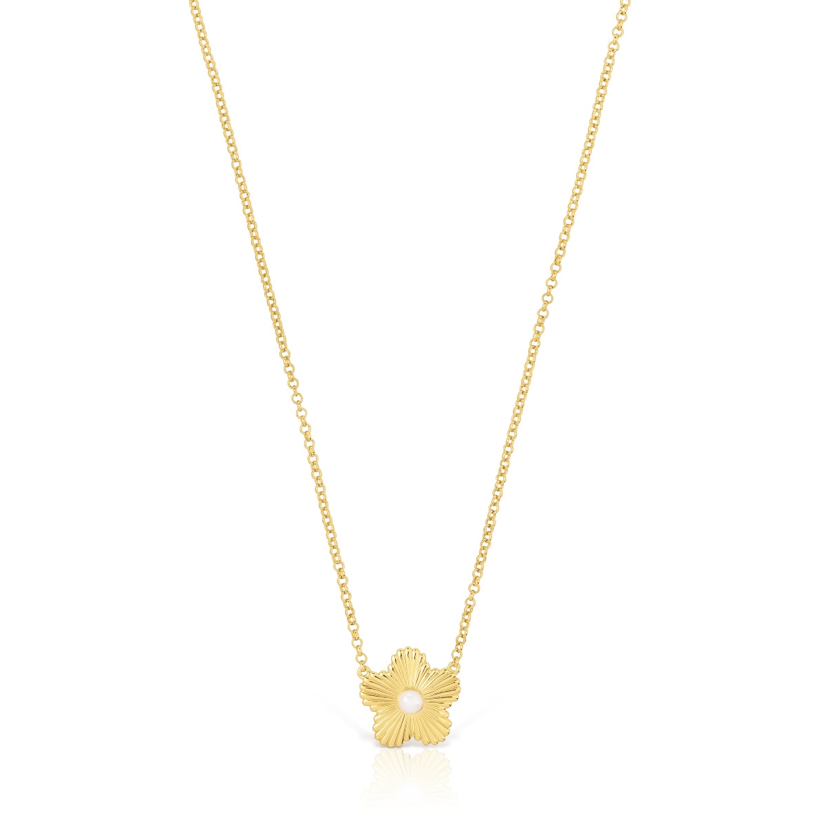 Tous - Collar Con Baño De Oro 18 Kt Sobre Plata Y Flor Con Perla Cultivada Iris Motif - Dorado