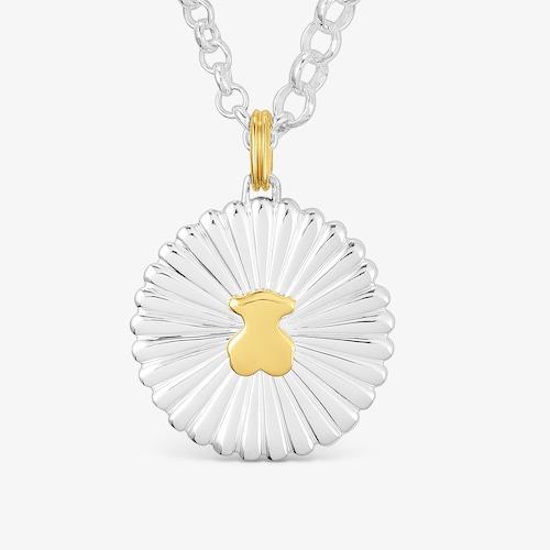 Collar de plata y ba&ntilde;o de oro 18 kt sobre plata oso Iris Motif