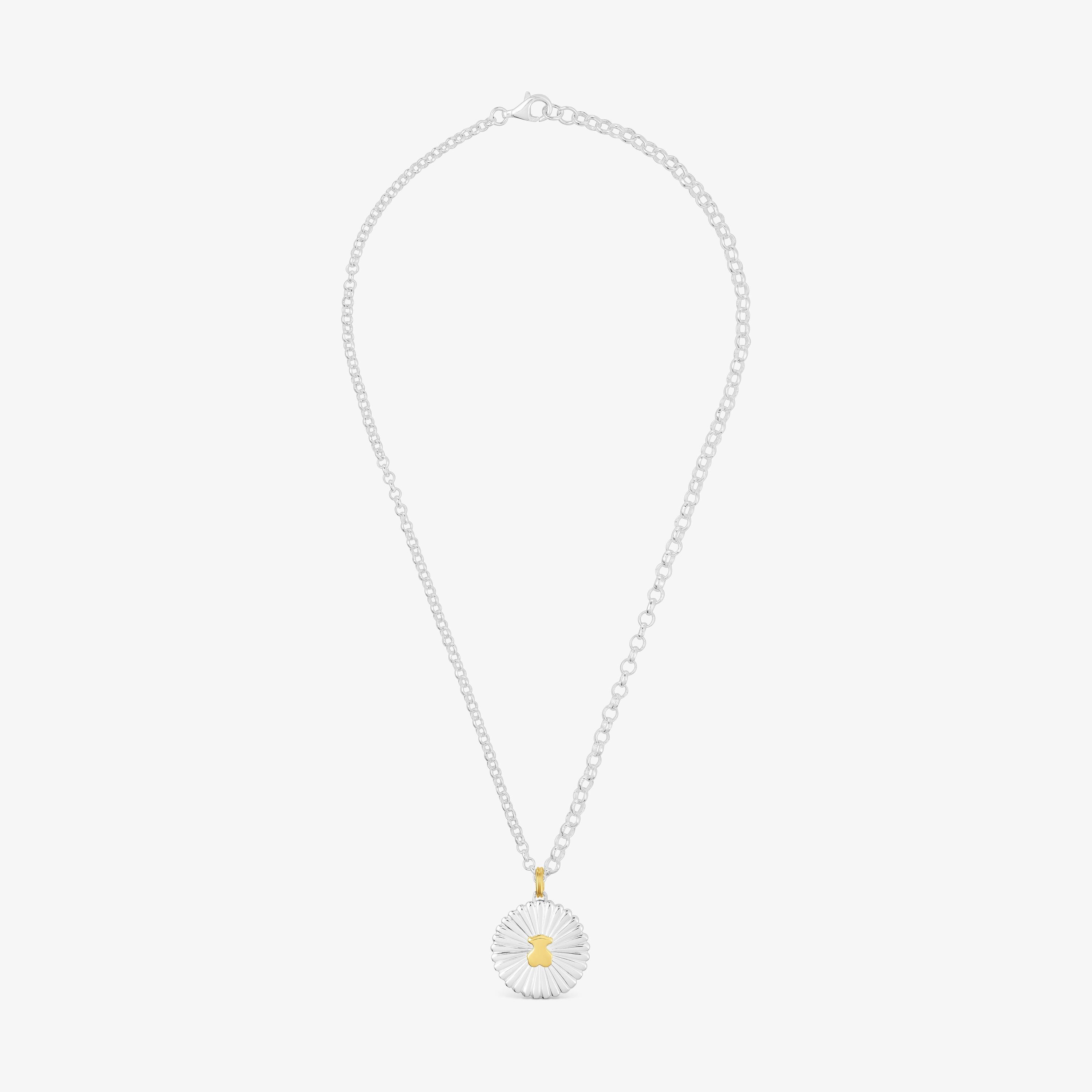 Silver and silver vermeil bear Necklace Iris Motif