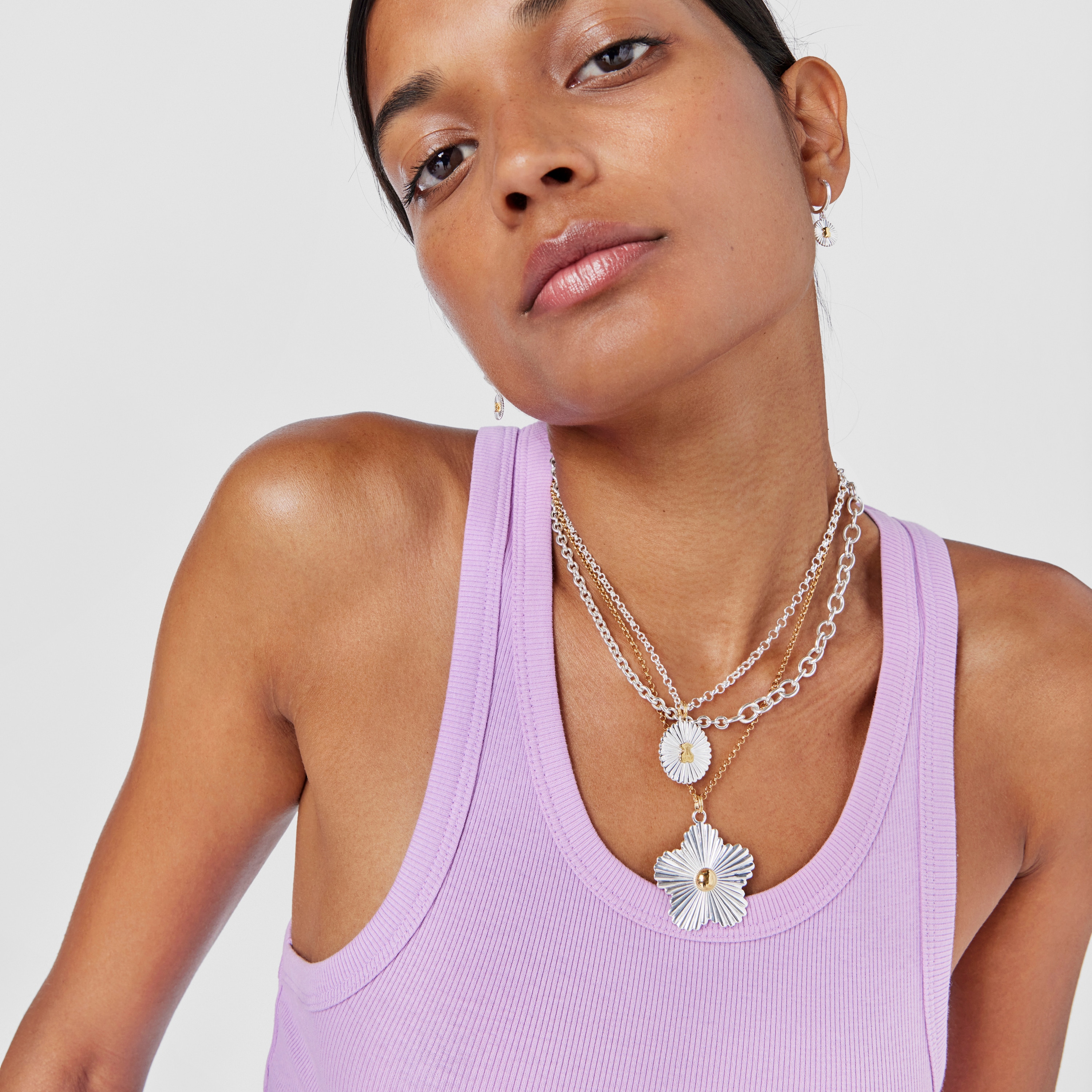 Silver and silver vermeil bear Necklace Iris Motif