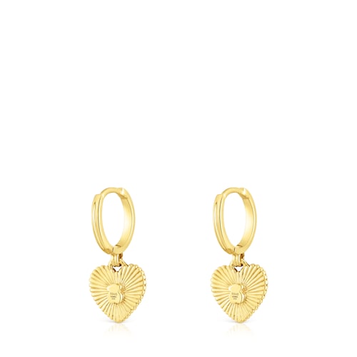 Silver vermeil heart Hoop earrings with rhodolite Iris Motif