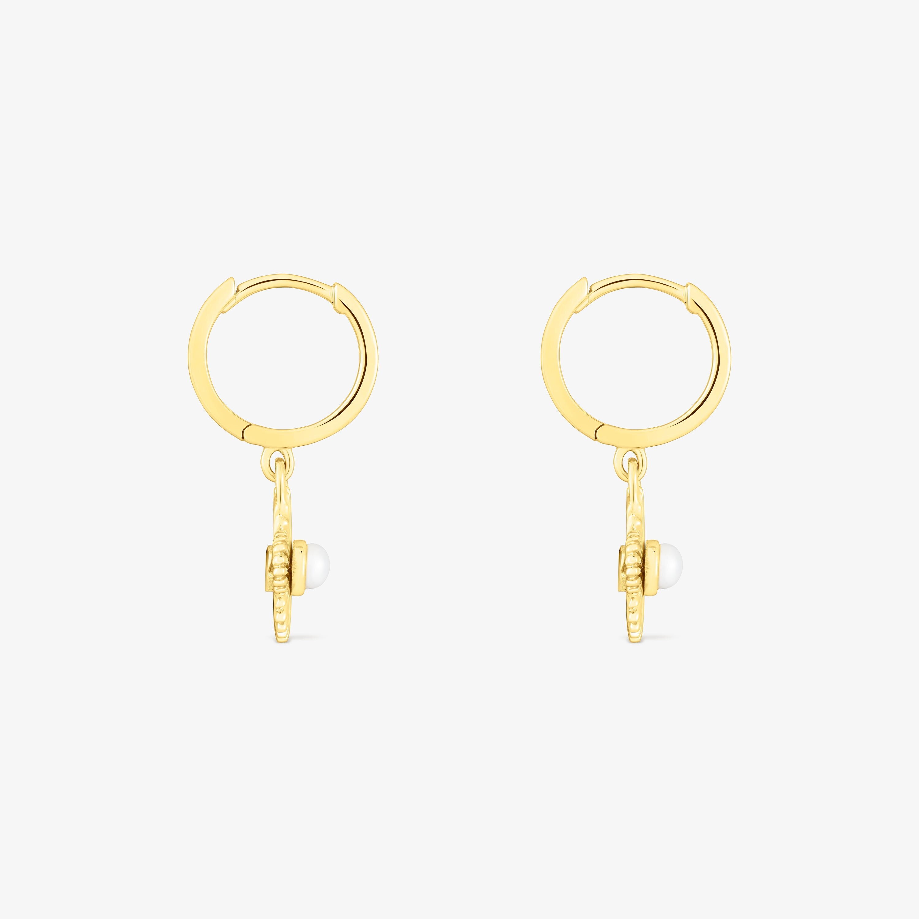 Flower Earrings in silver vermeil with cultured pearl Iris Motif