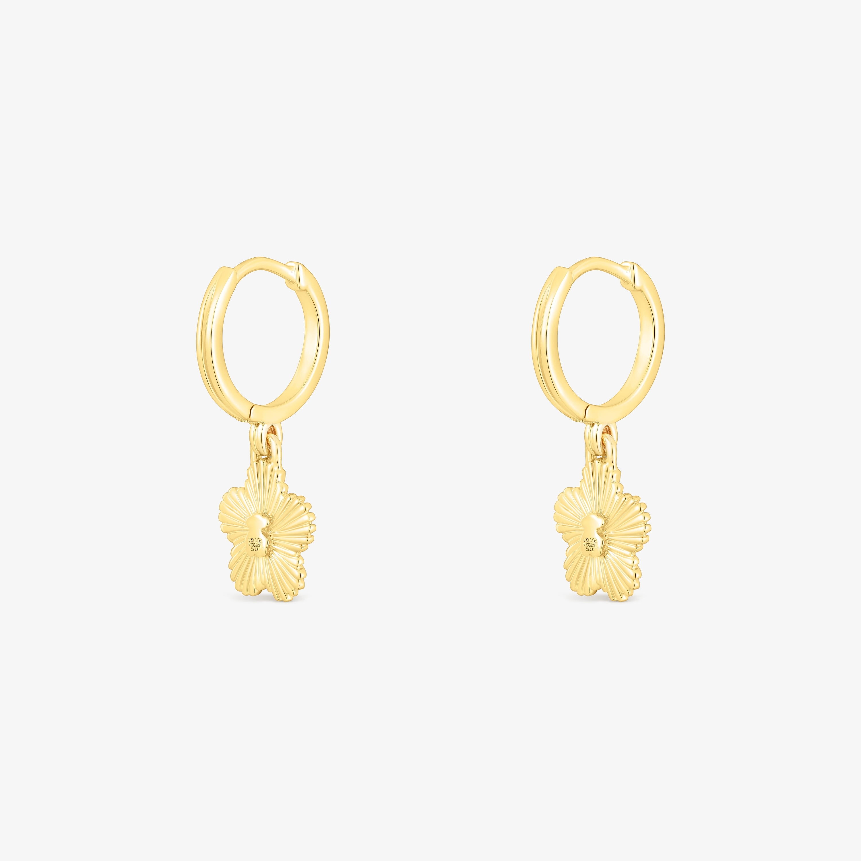 Flower Earrings in silver vermeil with cultured pearl Iris Motif