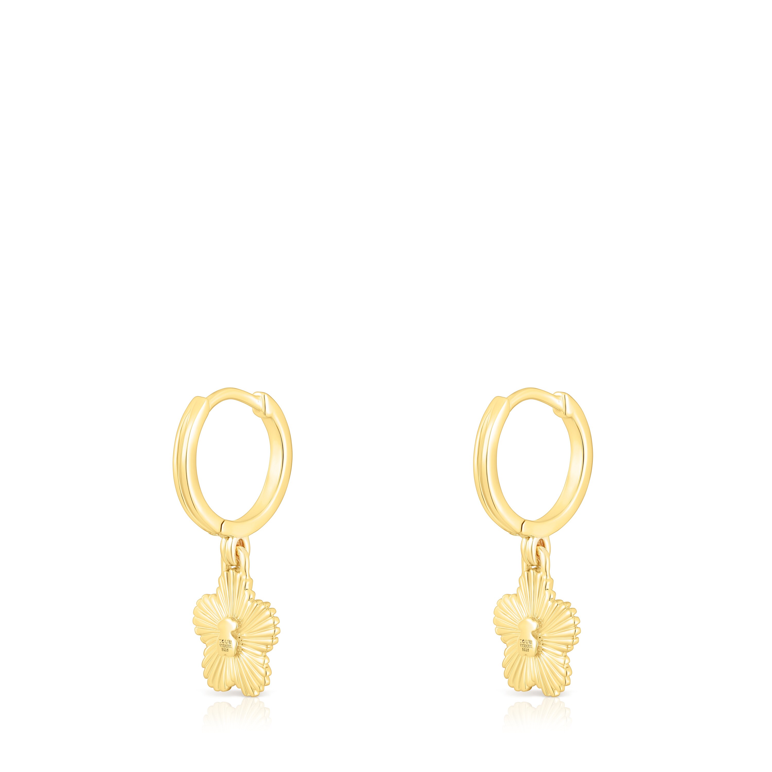 Flower Earrings in silver vermeil with cultured pearl Iris Motif