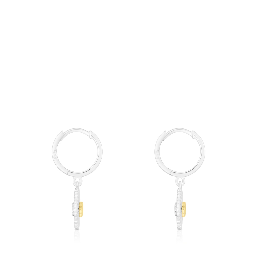 Silver and silver vermeil Hoop earrings Iris Motif image number 1