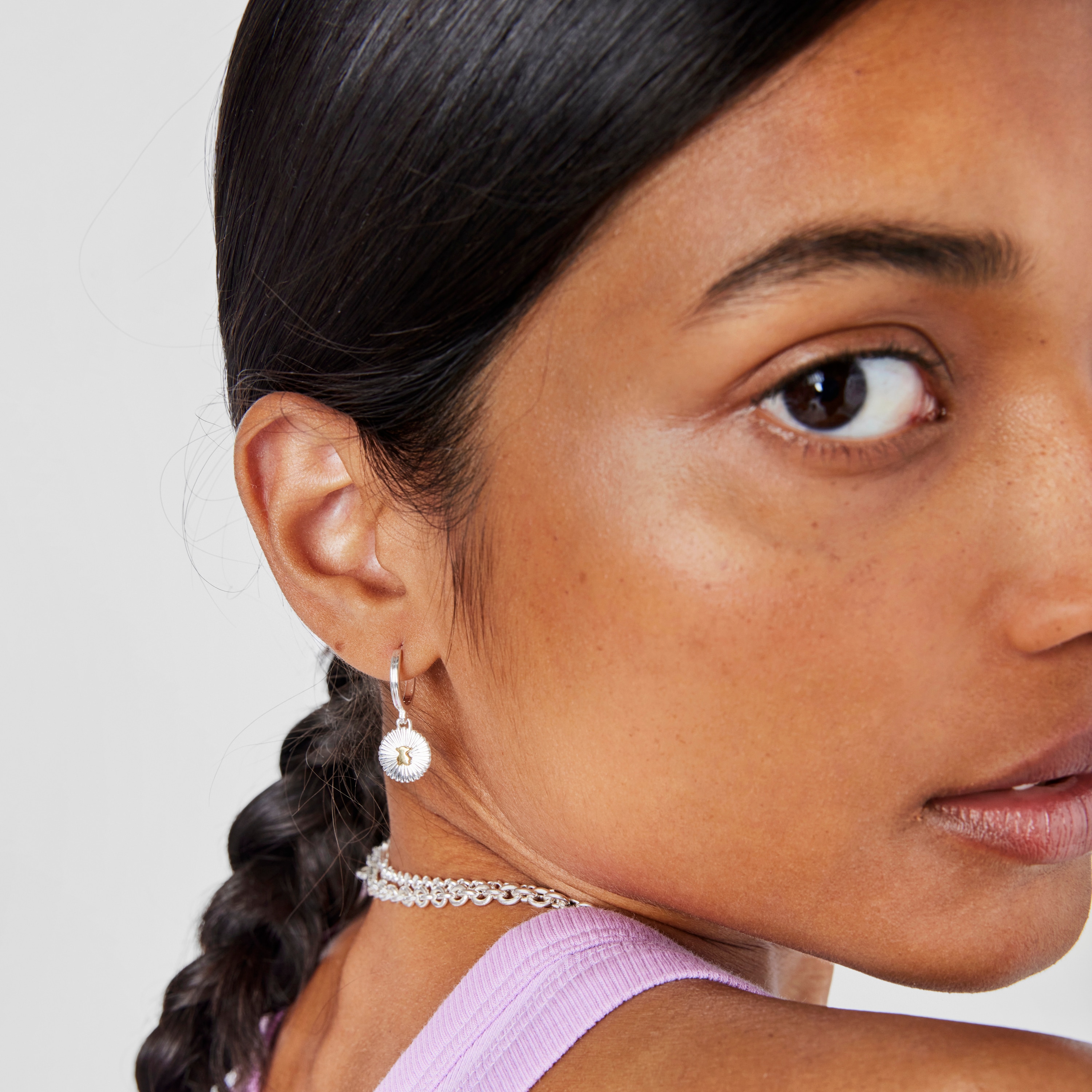 Silver and silver vermeil Hoop earrings Iris Motif