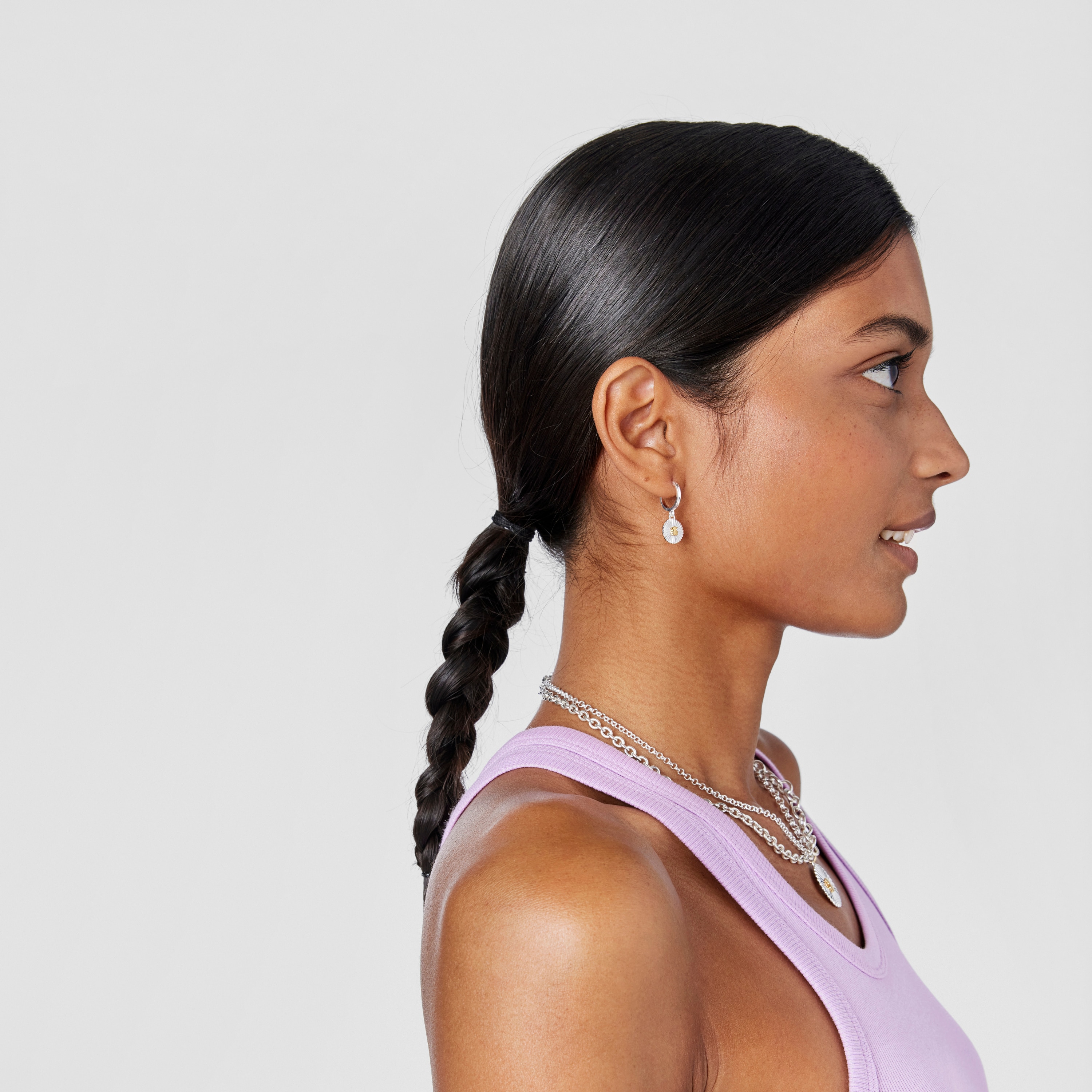 Silver and silver vermeil Hoop earrings Iris Motif