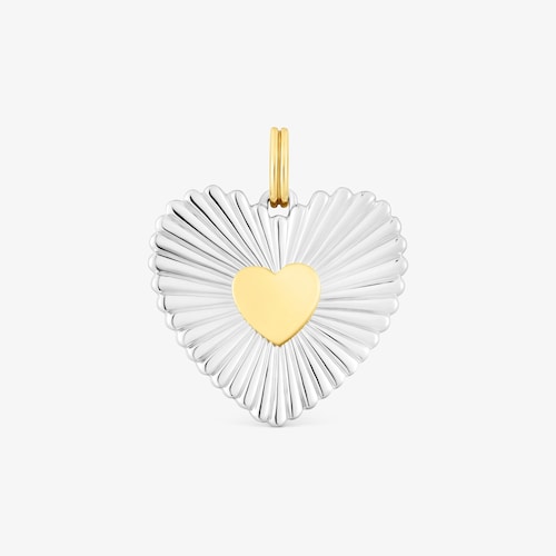 Silver and silver vermeil heart Pendant Iris Motif