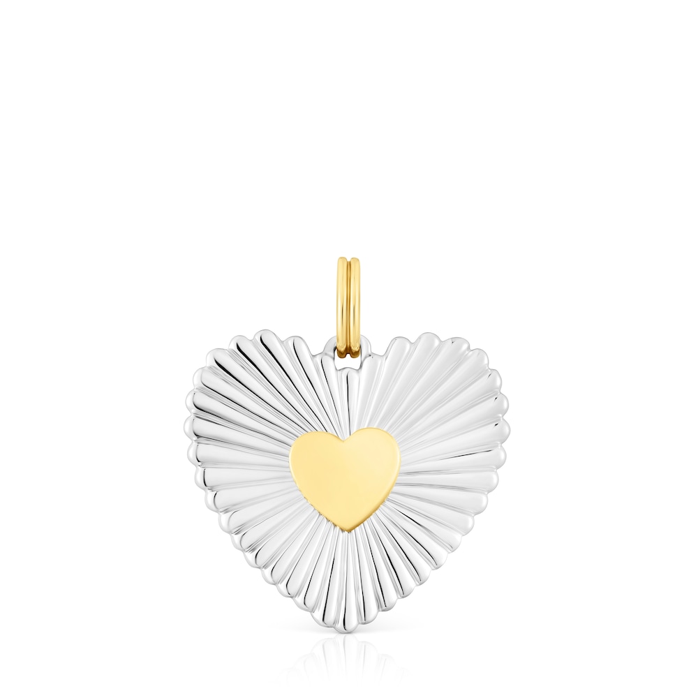 Silver and silver vermeil heart Pendant Iris Motif