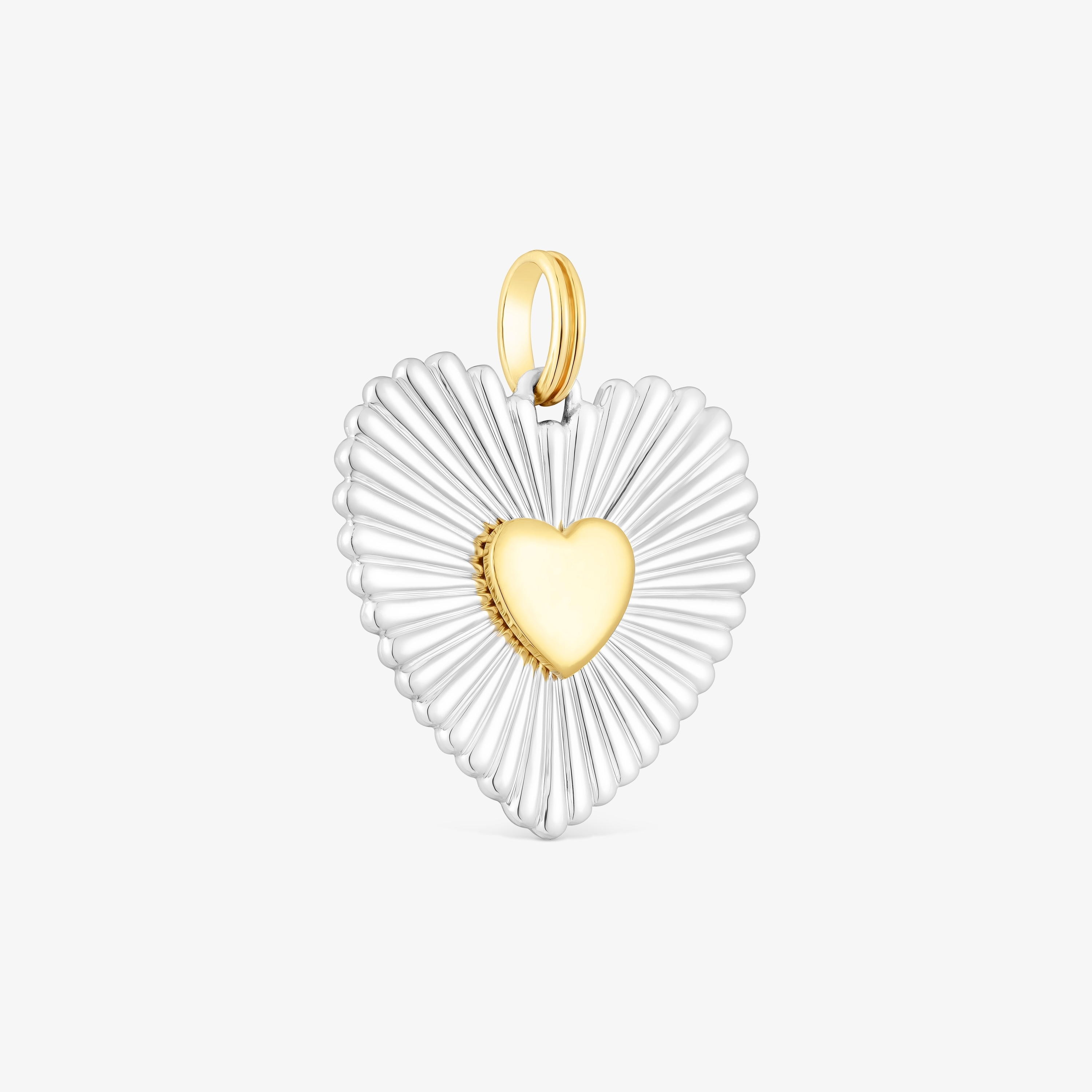 Silver and silver vermeil heart Pendant Iris Motif