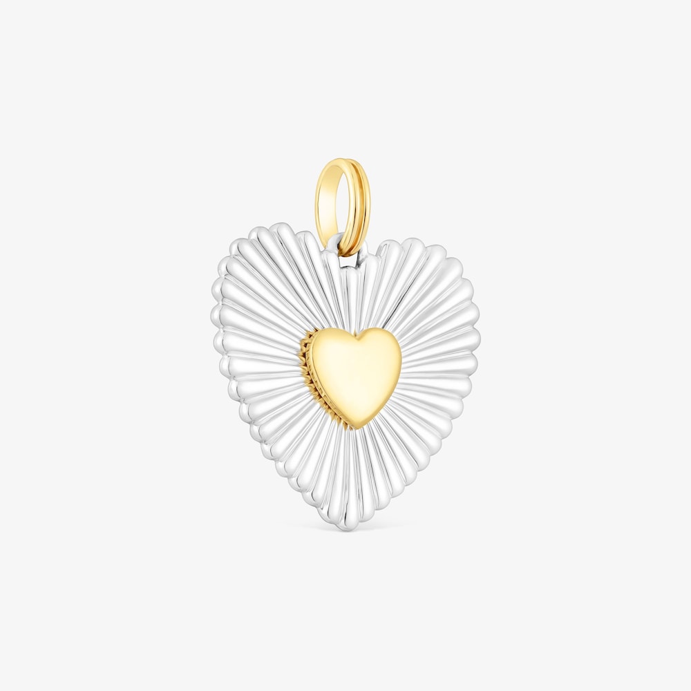 Silver and silver vermeil heart Pendant Iris Motif