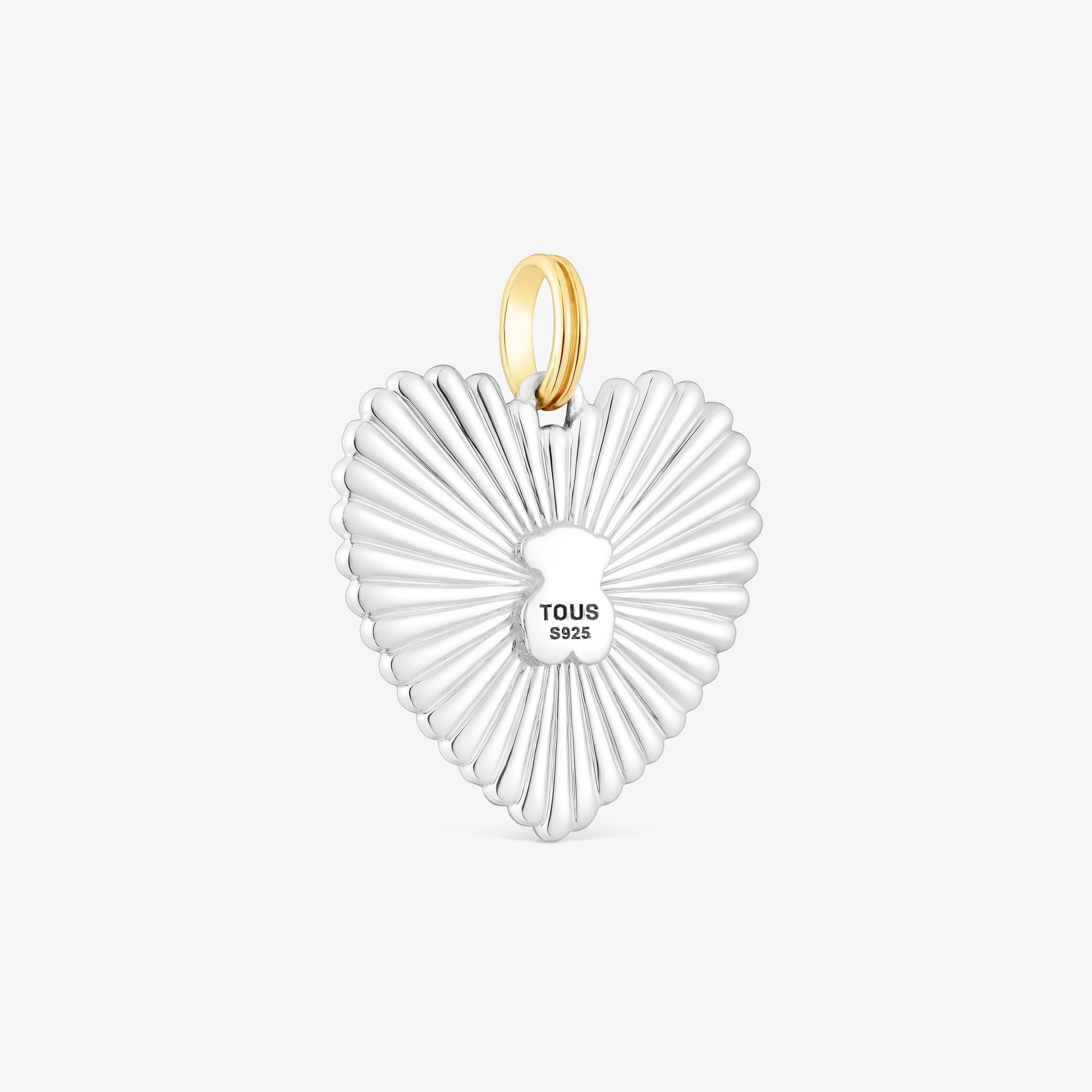 Silver and silver vermeil heart Pendant Iris Motif