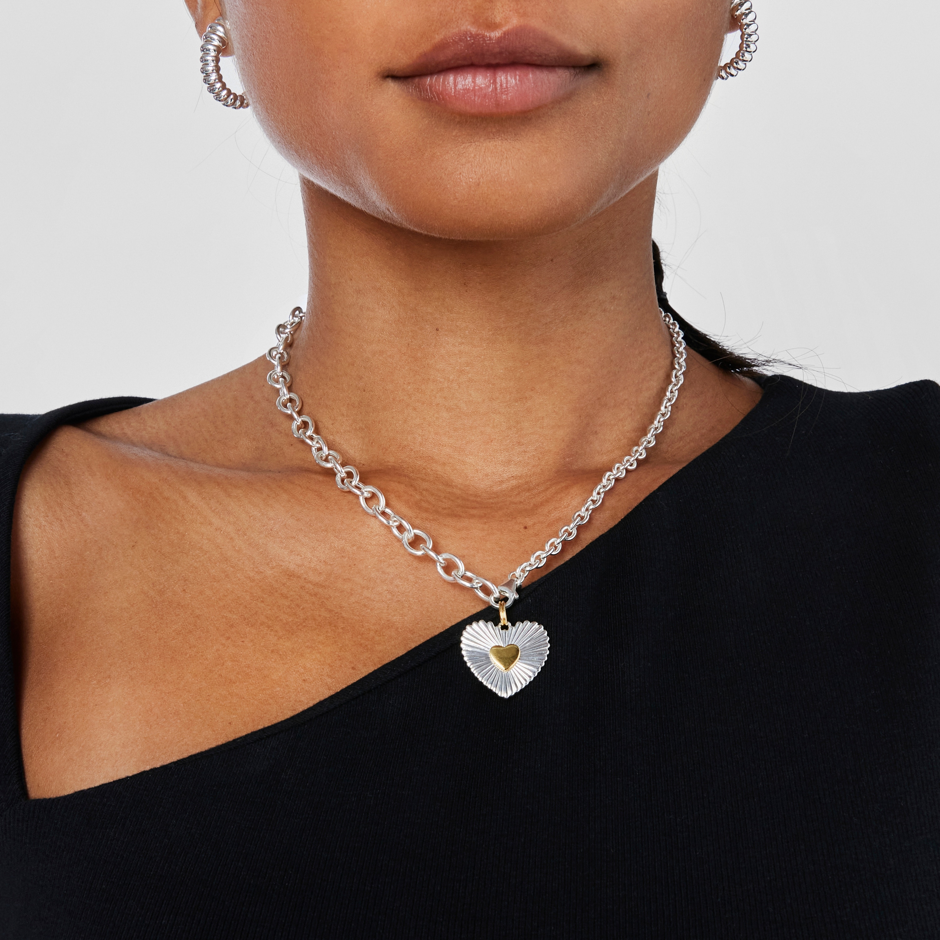 Silver and silver vermeil heart Pendant Iris Motif