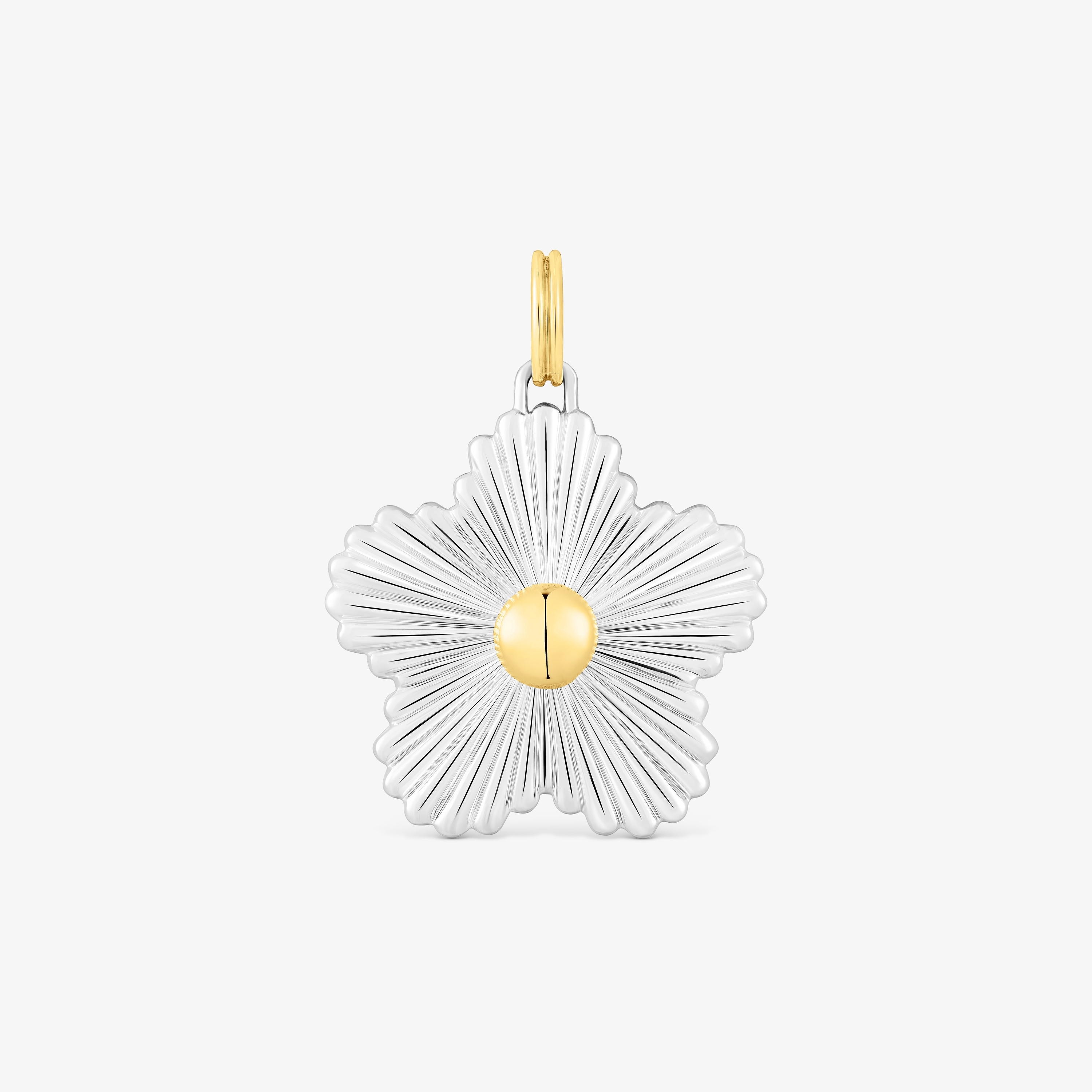 Silver and silver vermeil flower pendant Iris Motif