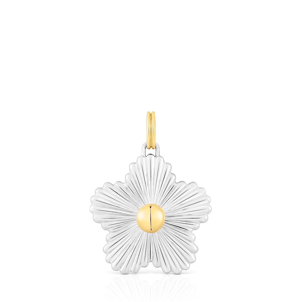 Silver and silver vermeil flower pendant Iris Motif