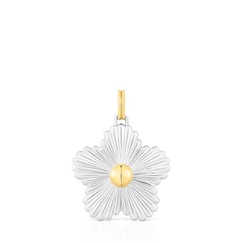Silver and silver vermeil flower pendant Iris Motif