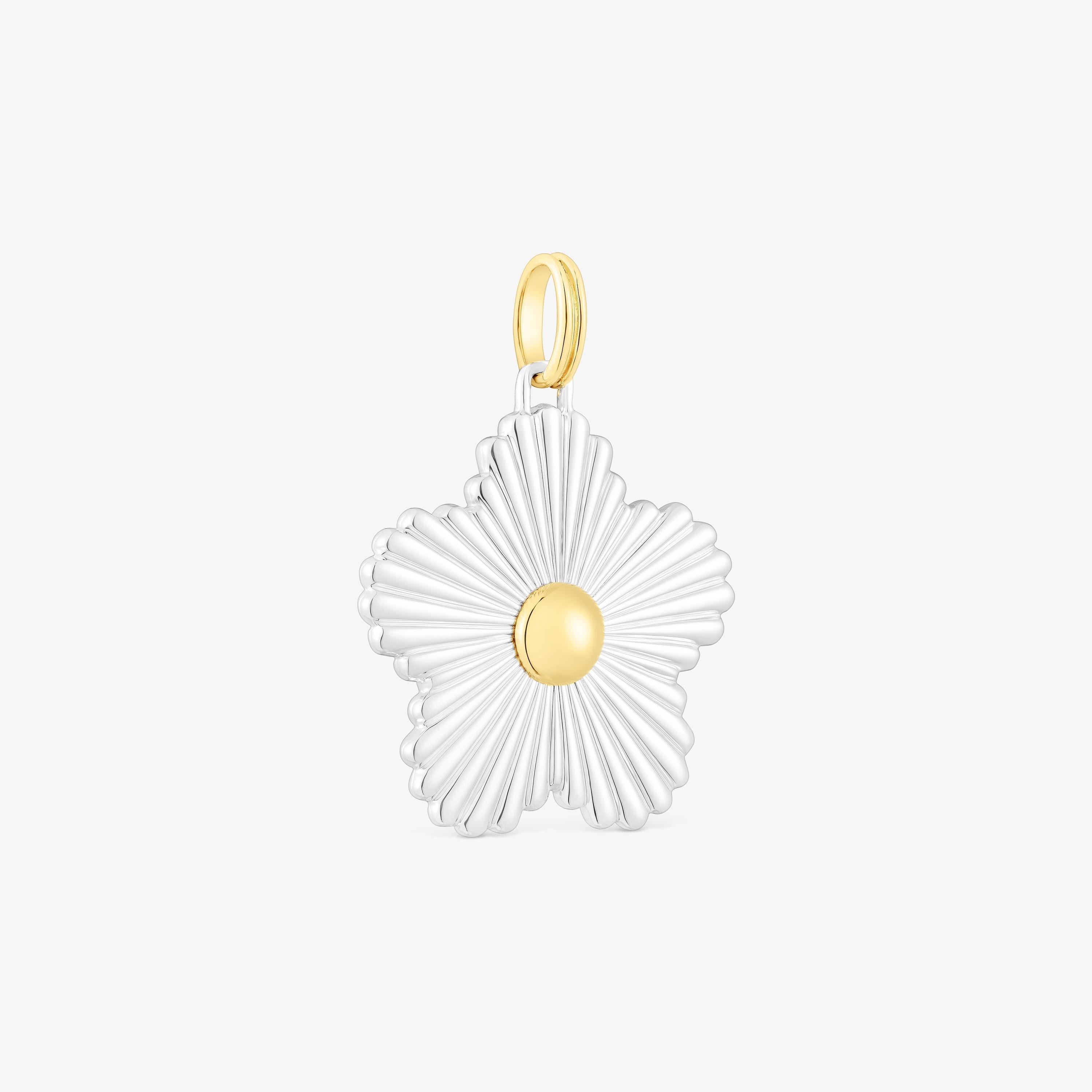 Silver and silver vermeil flower pendant Iris Motif