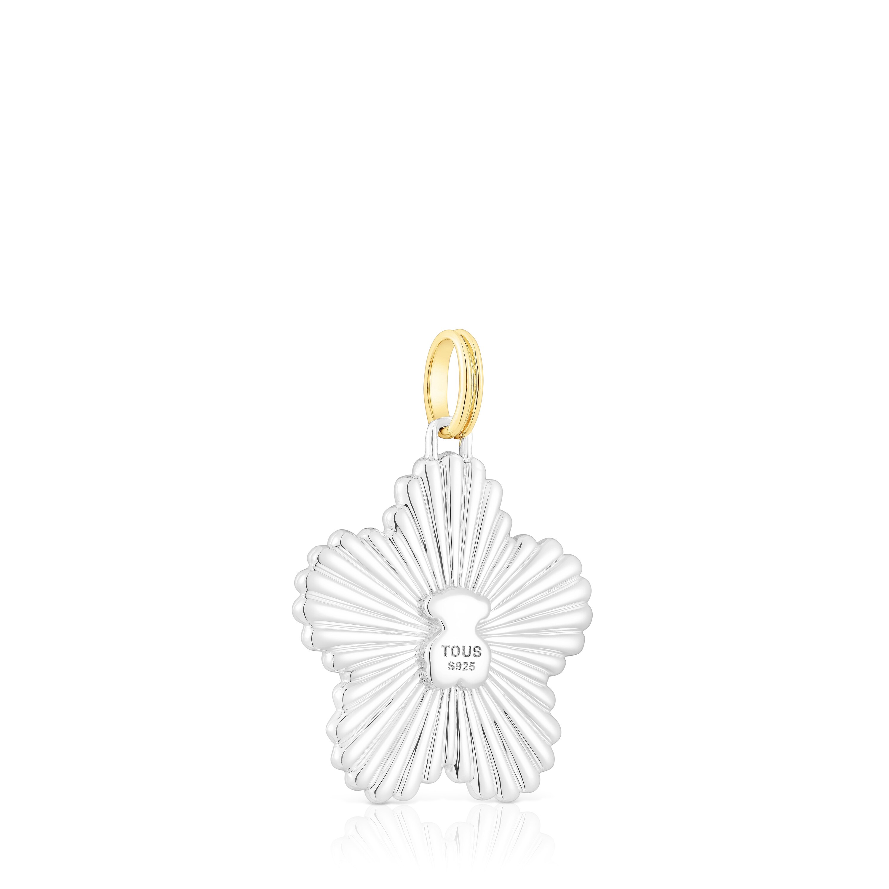 Silver and silver vermeil flower pendant Iris Motif