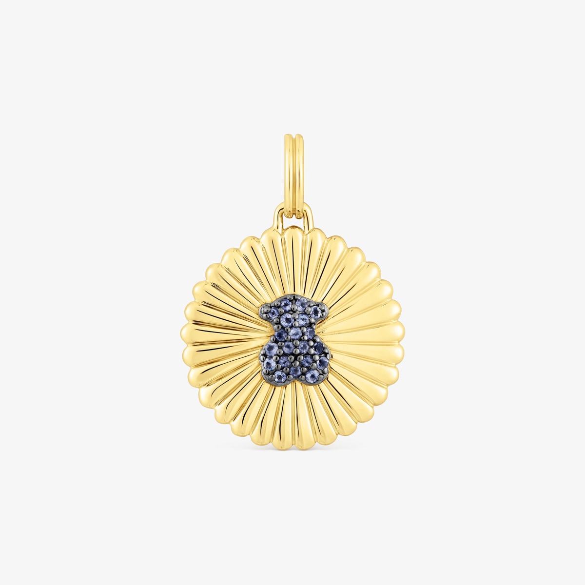 Tous - Medalla Con Baño De Oro 18 Kt Sobre Plata Y Oso Con Iolitas Iris Motif - Azul