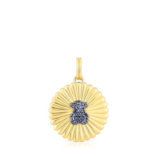 Silver vermeil Medallion with bear and iolite Iris Motif