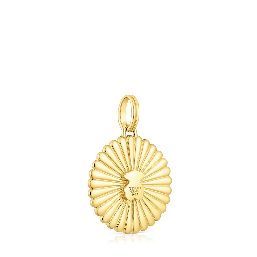 Medalla con baño de oro 18 kt sobre plata y oso con iolitas Iris Motif image number 2