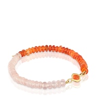 Pulsera elástica con baño de oro 18 kt, cornalina y gemas Alma Motif