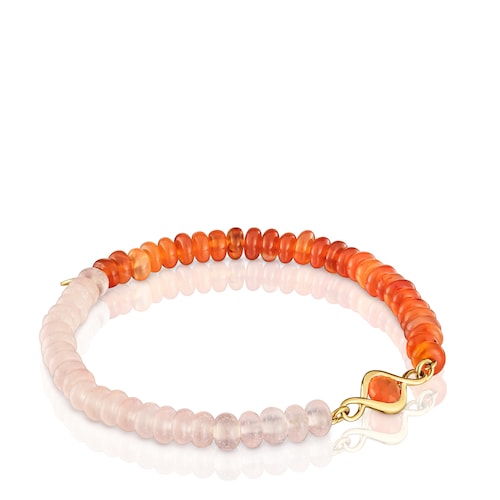 Elastic bracelet with silver vermeil, carnelian and gemstones Alma Motif