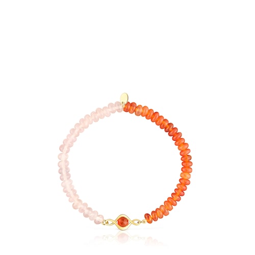 Elastic bracelet with silver vermeil, carnelian and gemstones Alma Motif