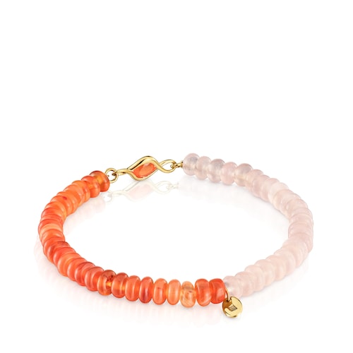 Elastic bracelet with silver vermeil, carnelian and gemstones Alma Motif