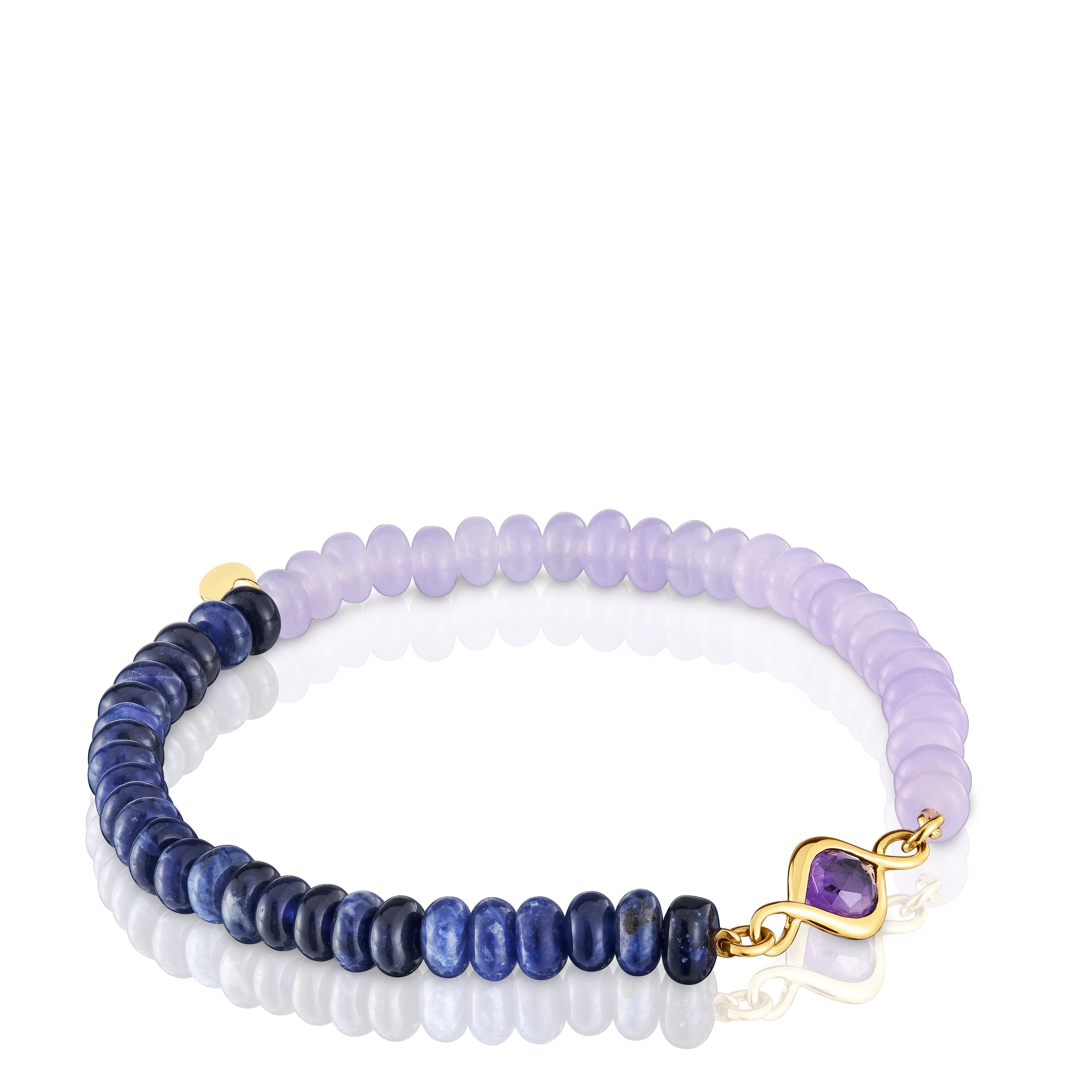 Elastic bracelet with silver vermeil, amethyst and gemstones