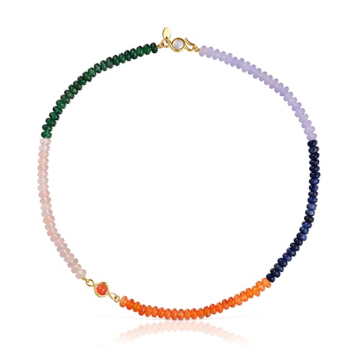 Silver vermeil Necklace with gemstones Alma Motif