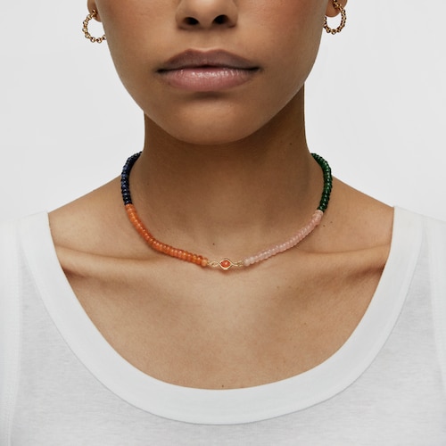 Silver vermeil Necklace with gemstones Alma Motif