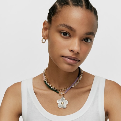 Silver vermeil Necklace with gemstones Alma Motif